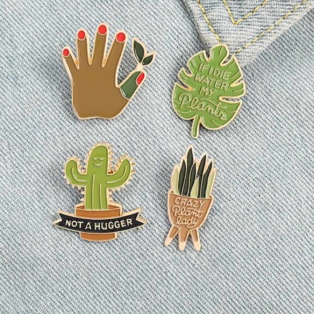 Potted Sansevieria Plant On A Stand “Crazy Plant Lady” Metal Enamel Pin Brooch - Picture 5 of 11